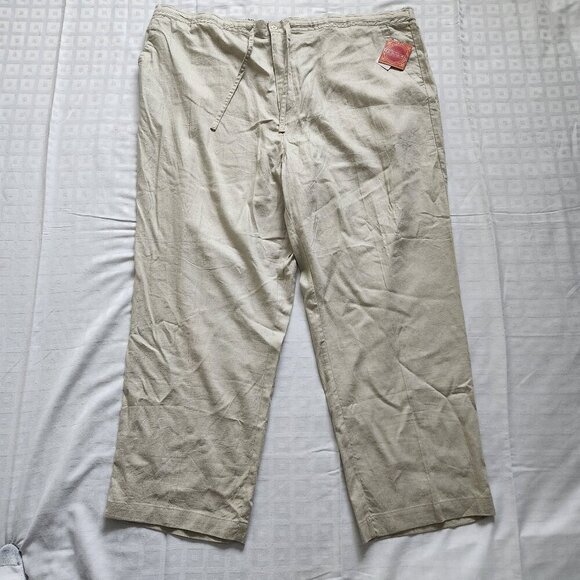 Havanera Drawstring Linen Blend Pants Womens 4XL Ivory Wide Leg Baggy New NWT - Picture 1 of 5
